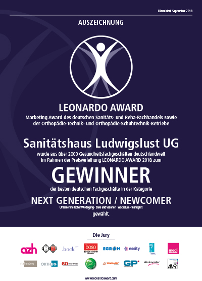 Urkunde Leonardo Award 2018 Sanitätshaus Ludwigslust